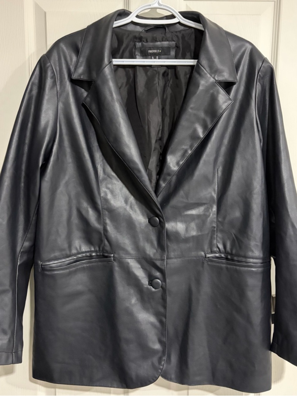 Black Faux Leather Blazer – Black (Size 0X)